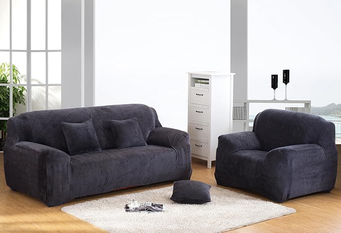 vctops 1-Piece Velvet Plush Stretch Chair Sofa Slipcover Soft Fuzzy Fluffy - Image 2