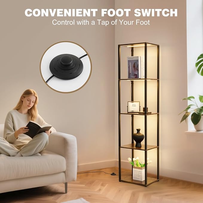 Corner Shelf with Lights, 5-Tier Display Shelf Curio Cabinet, 3 Color Dimmable - Image 5