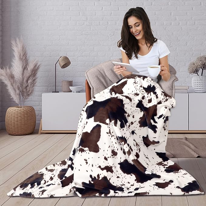 Soft Cow Print Blanket, Ultra Cozy Cow Throw Blanket - Image 2