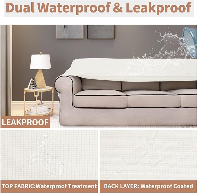 Easy-Going 100% Waterproof Loveseat Couch Cover Stretch Jacquard Sofa Cover | - Image 3