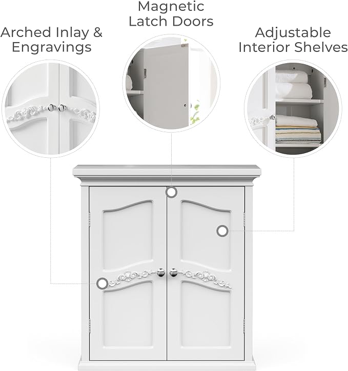 Teamson Home Versailles 22" x 24" Bathroom Wall Cabinet - Image 3
