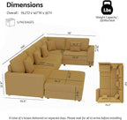 146" Modular Sectional Sofa, Oversized U Shaped Couch, Convertible Sleeper Sofa - Image 2