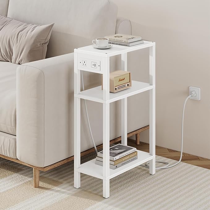 TUTOTAK Narrow Side Table with Charging Station, Small End Table with USB Ports - Image 4