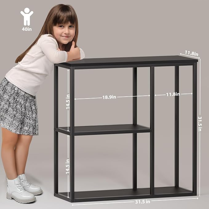 WOHOMO Console Table, 31.5'' x 31.5'' Black Industrial Sofa Table - Image 2