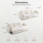 103" Electric Pull Out Sleeper Sofa Bed, 2in1 Convertible Power Extendable - Image 2