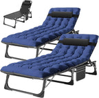 ABORON 2PK Heavy Duty Tanning Chair, 5-Gear Outdoor Folding Chaise Lounge Chair by ABORON