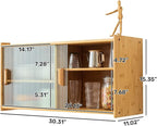 HollyHOME Small Bamboo Wall Mounted Kitchen Pantry Sideboard - Image 2