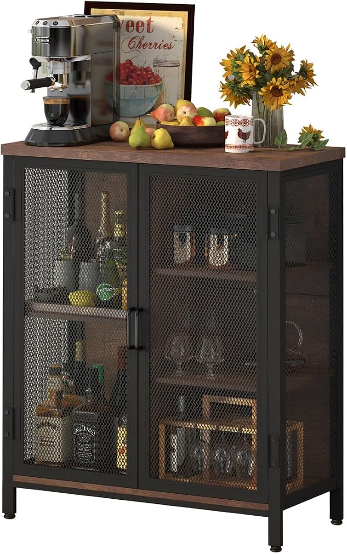 BON AUGURE Coffee Bar Cabinet for Liquor, Small Storage Cabinet for Home Kitchen - Image 9