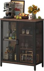 BON AUGURE Coffee Bar Cabinet for Liquor, Small Storage Cabinet for Home Kitchen - Image 9