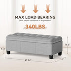 YESHOMY 47 Inches Ottoman with Storage, Storage Bench with Legs, Ottomans - Image 2