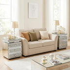 Modern Glam Glass Mirror Nightstand, 3-Drawer Luxury Mirrored Accent Table - Image 4