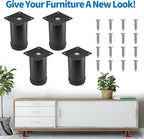4 Inch Metal Furniture Legs Stainless Steel Adjustable Legs Black Metal Legs - Image 2