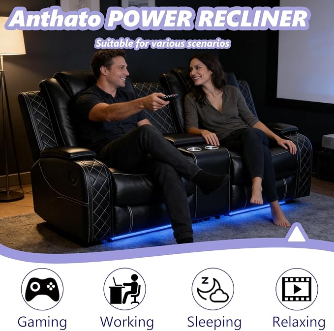 Power Recliner Sofa Set, Breathing Leather Reclining Sofa Set, Recliner Couch - Image 5