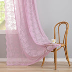 YJ YANJUN Vintage Lace Curtains 84 Inches Long-Victorian Floral Pattern Lilac - Image 4