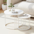 Garden 4 you Nesting Coffee Table, 23.6" Round Coffee Table Set of 2, Wooden by Garden4you