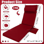 Wenqik 2 Pcs Outdoor Chaise Lounge Cushion - Image 3