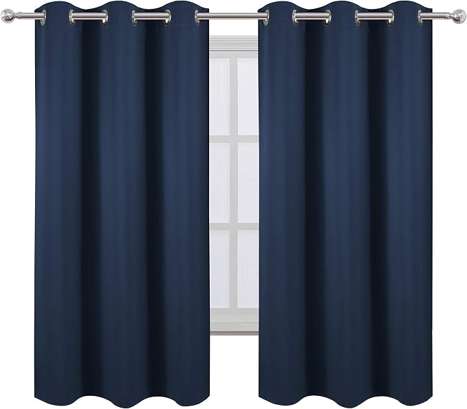 Navy Blue Blackout Curtains 40 x 63 Inch Length/Set of 2 Curtain Panels/Thermal - Image 2