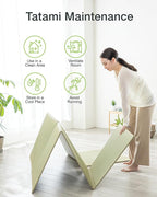 FULI Japanese Tatami Mattress, Foldable Igusa Rush Grass Tatami Rug, Natural - Image 7