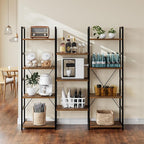 NUMENN Triple Column 4 Tier Bookshelf, Bookcase - Image 5