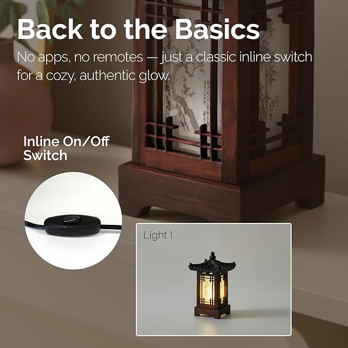 Traditional Korean Wood Lamp | Handmade Asian Oriental Table Lantern | Bedside - Image 4