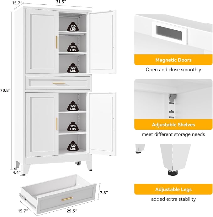 YAUWOH 71''Tall Kitchen Pantry Cabinet - Image 3