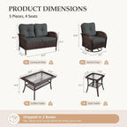 UPHA 5 Pieces Patio Furniture Sets, Wicker Outdoor Loveseat Sofa Set - Image 2