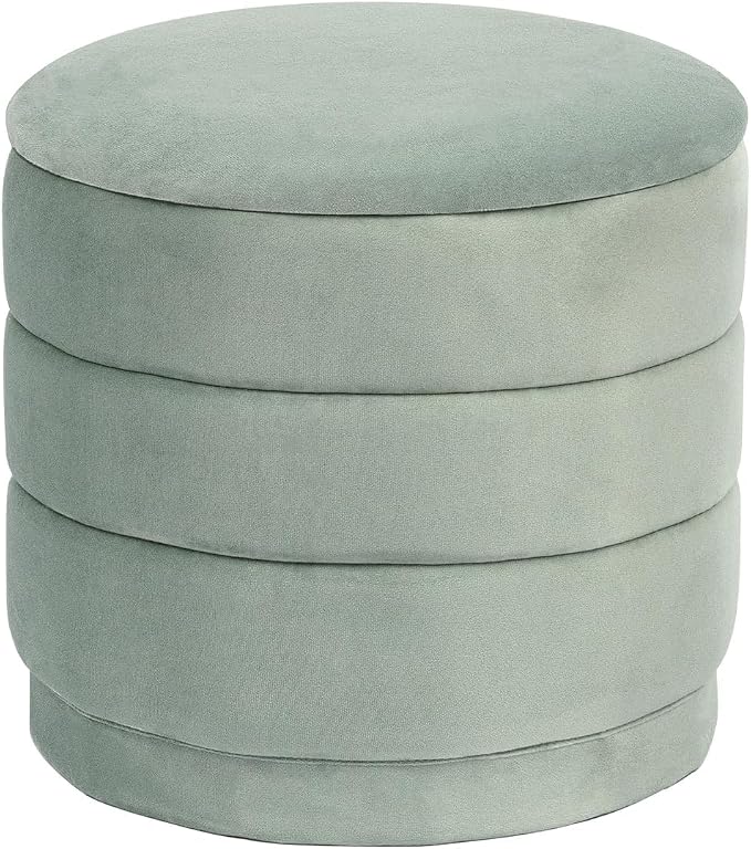 15" Upholstered Round Velvet Ottoman - Image 3