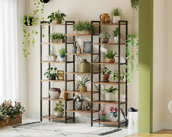 Casaottima Triple 6 Tier Bookshelf, Large Bookcase - Image 8