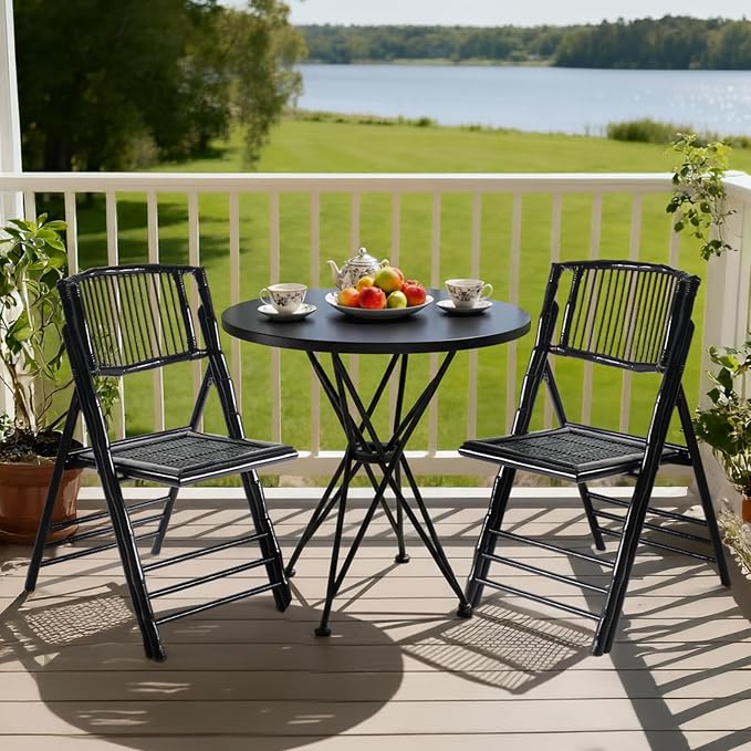 VINGLI Bamboo Folding Chair, Foldable Dining Wood Chairs Comfortable Seat - Image 9