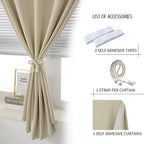 Blackout Curtains with Self Adhesive Tape No Rod No Drill Easy Install Window - Image 2