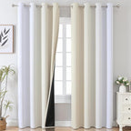 Beige and Greyish White Ombre Blackout Curtains Living Room 90 Inches Long | - Image 2