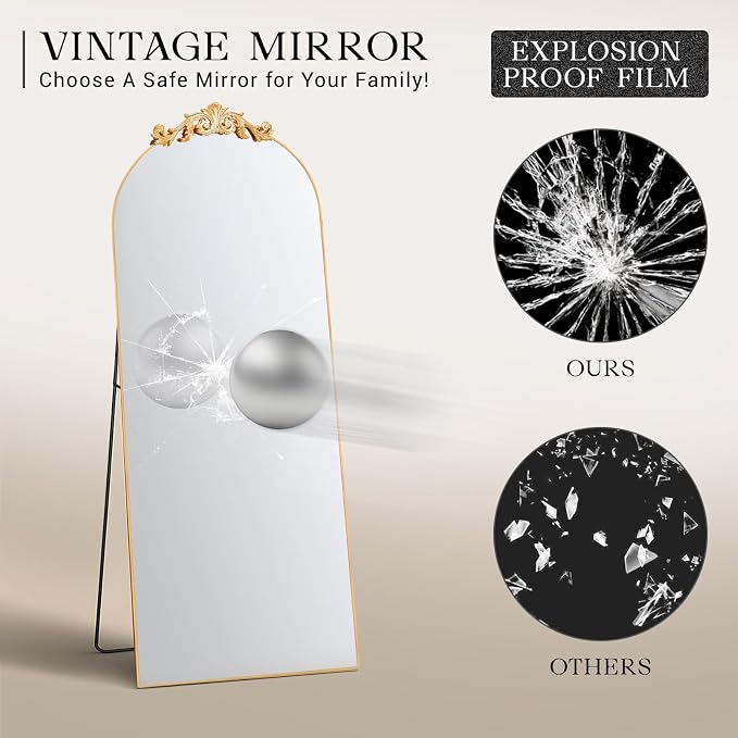 MISSDAY Vintage Baroque Full Length Mirror, Full Metal Frame Stand Up Retro - Image 5