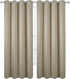 Blackout Curtains 52 x 84 Inch Long Beige Curtains Set of 2 Panels Room - Image 2