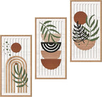 IARTTOP Boho Mid-century Modern Wood Wall Art 8x16 Inch Framed Bohemian by IARTTOP