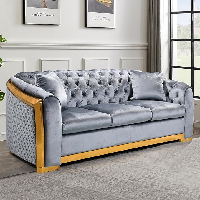 WinJoy 84 Inch Velvet Sofa Set for Living Room, 3 Seat Modern & Luxury by WINJOYSOFA