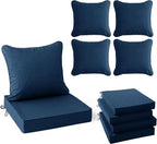 Summsun Outdoor Chair Cushions, Faux Linen Backrest and Seat Cushion Set by SUMMSUN