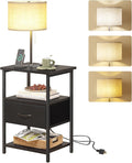 Fixwal Nightstand with LED Lights Bedside Table with 3 Color Temperatures Bulb by Fixwal