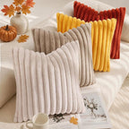 decorUhome Fall Faux Fur Throw Pillow Covers 26x26 Set of 2 Rust | Decorative - Image 5