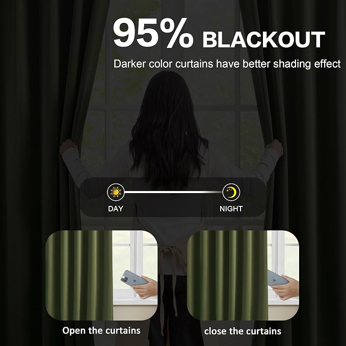 92 Inch Dark Olive Green Curtains - Image 7