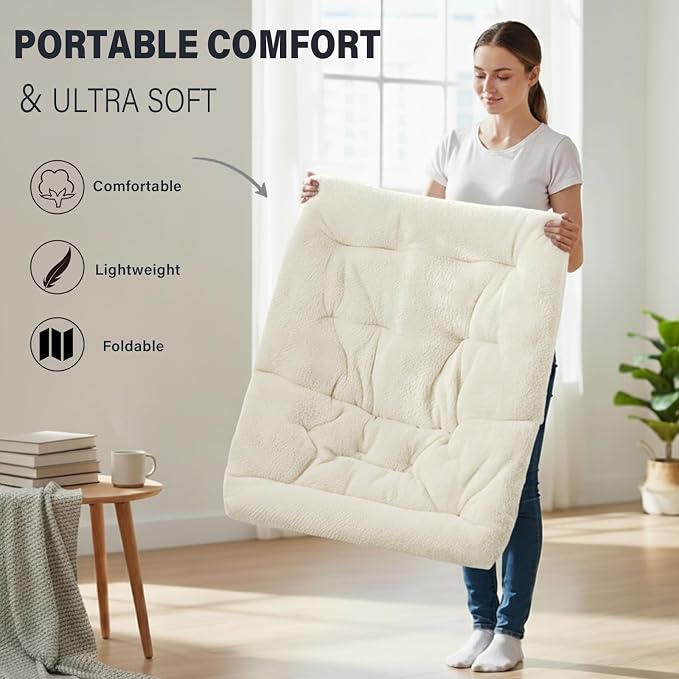 Tiita Folded Chair with Ottoman, Soft Faux Fur Oversized Folding Accent Chair - Image 7