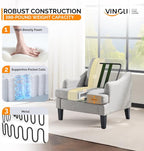 VINGLI Linen Fabric Accent Chair Grey, Modern Upholstered Armchair, Comfy Sofa - Image 5