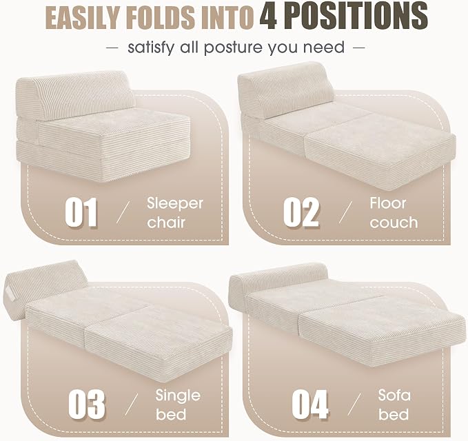 Kasunpul Folding Sofa Bed with Pillow, Memory Foam Fold Out Chair Bed, - Image 5