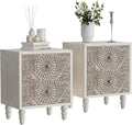 HOMPUS Fully Assembled Nightstand Set 2, 2-Drawer Farmhouse Nightstand Set of 2 by HOMPUS