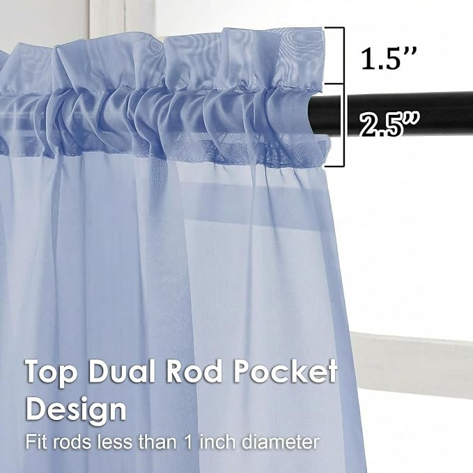 Sheer Curtains 84 Inches Long 2 Panels Set, Light Filtering Transparent - Image 3