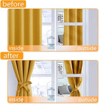 Blackout Curtains for Bedroom, Mustard Yellow 52 x 30 Inch 2 Panels | Thermal - Image 4