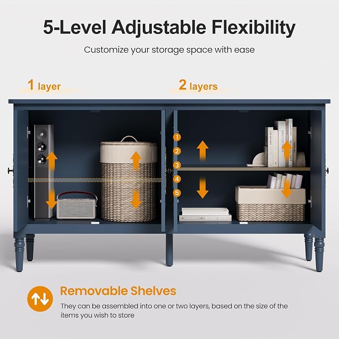 RoyalCraft 118" Buffet Cabinet - Image 4