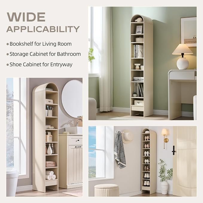 IFGET 67" Tall Arched Bookshelf, 8 Tiers Arch Bookcase - Image 5
