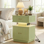 Nightstand with Charging Station, Modern Night Stand with Smart Led Light and 2 by Akmakm
