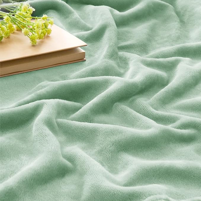 BEDELITE Fleece Blanket Soft Plush King Bed Blanket Mint Green 108"x90" | Ultra - Image 3