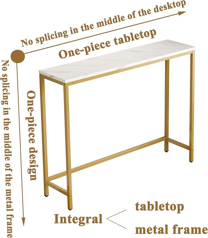 loglus Small Console Table for Entryway, Faux Marble MDF Sofa Table - Image 4